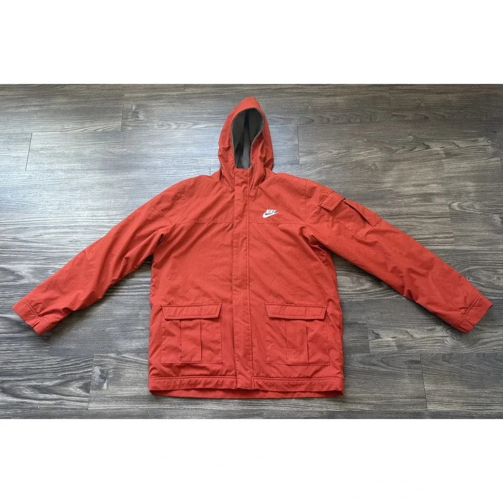 Kids Nike Sportswear‎ Jacket Coat Deep Orange Grey Reversible XL 14